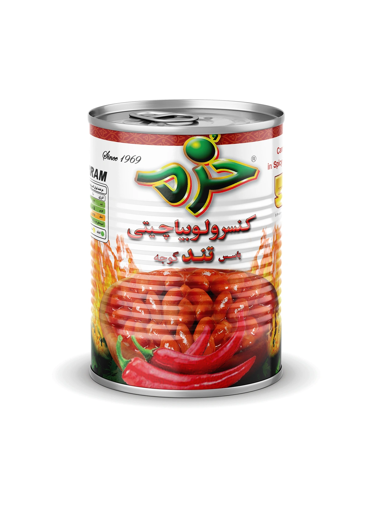 کنسرو لوبیاچیتی با سس تند گوجه فرنگی