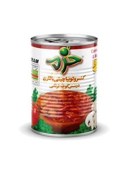 کنسرو لوبیا با قارچ در سس گوجه فرنگی